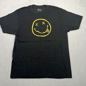 Nirvana smiley face double sided graphic print band concert T-shirt NWOT Men L